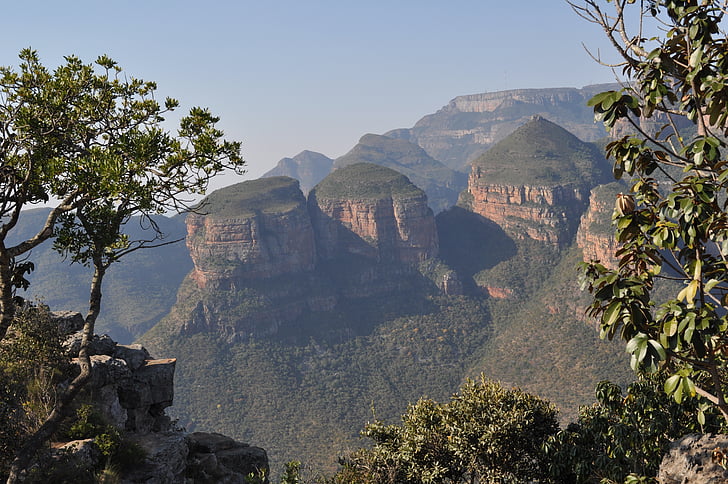 tre rondavels, bergen, Drakensbergen, Blyde river canyon, Sydafrika, landskap, naturen