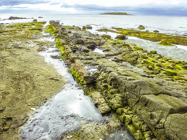 : Isle of arran, Lamlash, tenger, kő, Beach, homok, kövek