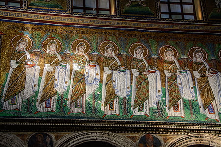 mozaïek, kerk, muur, afbeelding, Byzantijnse, kunst, illustraties