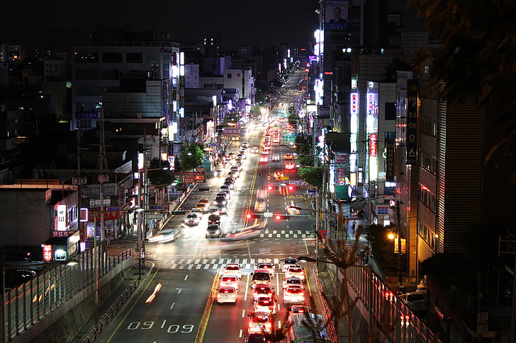 Korea, Seoul, korea Południowa, Gangseo-gu, Hwagok-dong, wgląd nocy, Miasto