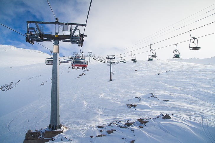 muntanyes, Ascensor, pistes d'esquí, cable, filferro, salvatge, pendent