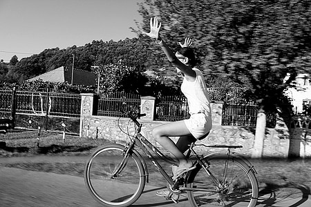 велосипед, Велосипеди, країна, дівчата, їзда, дороги, молоді