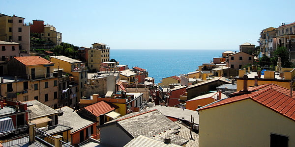 Riomaggiore, Cinque terre, mar, Liguria, Italia, paisaje, arquitectura