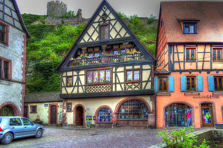 Kaysersberg, Alsácia, França, treliça, filtro de foto, filtro, HDR
