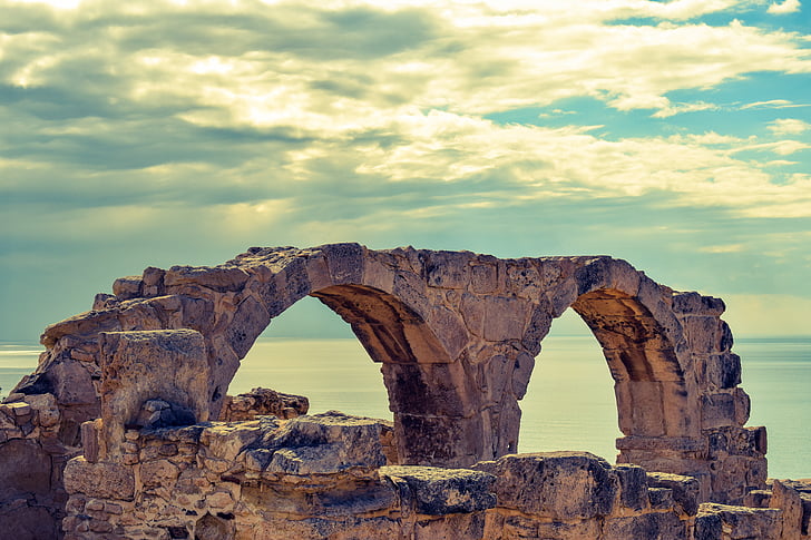 Ciprus, Kourion, ősi, az oldalon, mediterrán, építészet, görög