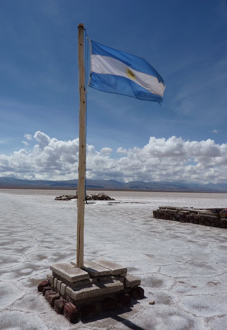 Argentina, bendera, danau garam, pemandangan, pemandangan, alam, Kolam