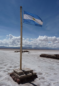 argentinske, flag, saltsø, landskab, landskab, naturlige, udendørs