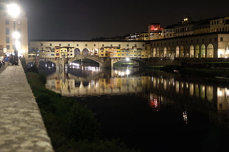 Firence, Ponte vecchio, Toskana, Italija, noč, prazniki, poletje