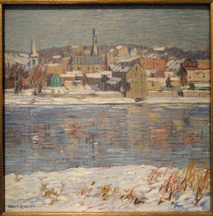 across the delaware, robert spencer, artwork, picture, canvas, museum, painting