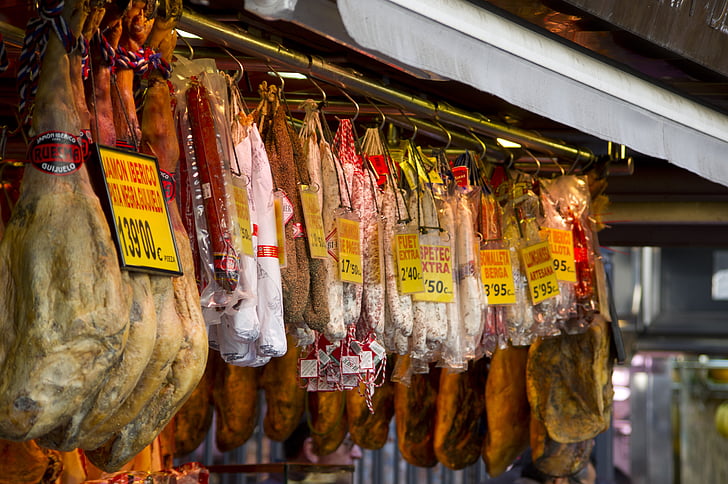 rundvlees, Frankrijk, markt, vlees, salami