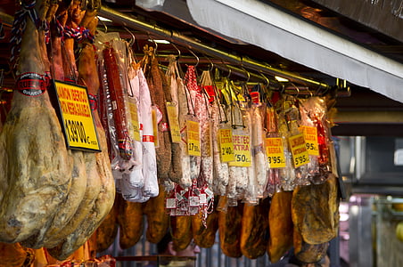 nötkött, Frankrike, marknaden, kött, salami
