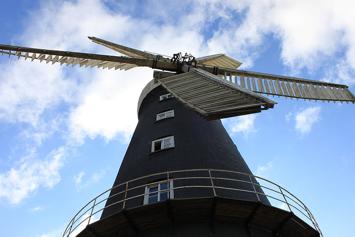 windmolen, zeil, Wind, oude, molen, historische, blauw