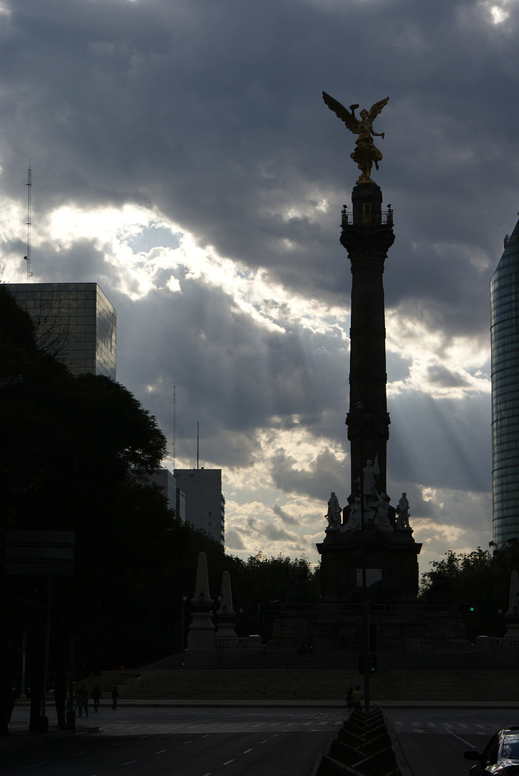 Mexico, ängel, reformen, moln, monumentet, Paseo de la reforma, ängel av självständighet