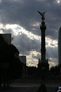 Mexique, ange, réforme, nuages, monument, Paseo de la reforma, ange de l’indépendance
