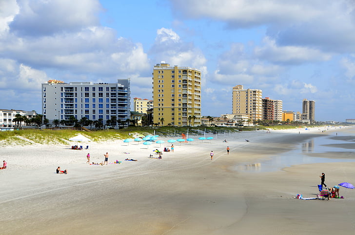 Jacksonville beach, Florida, Oceaan, Atlantische, zon, golven, zomer