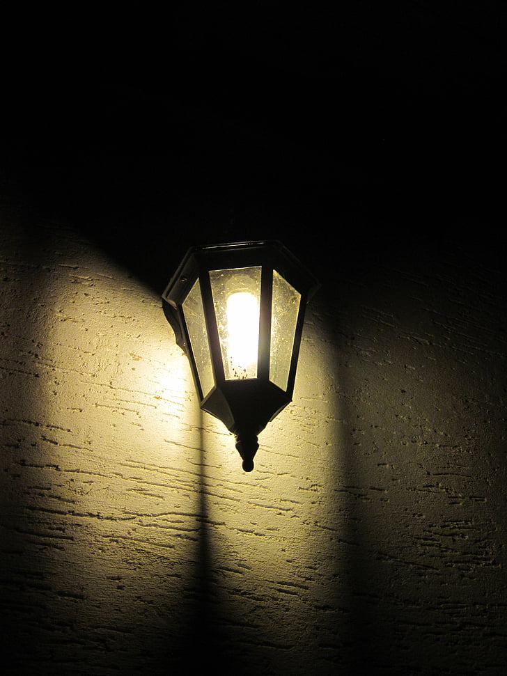 Lucerna, noční, světlo, lampa, osvětlení, večer