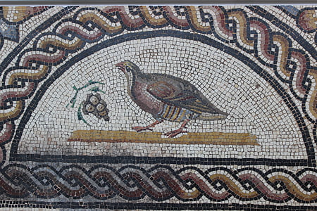 Antik, mosaik, Rom, Vestige, arkeologi, St-romersk-sv-gal, fågel