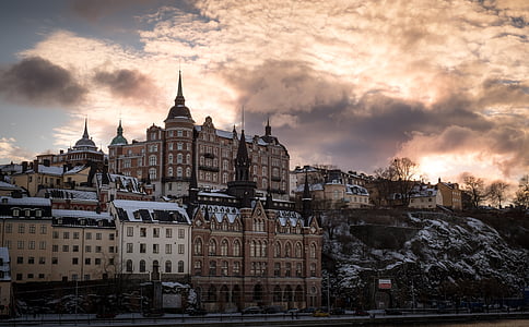 Stockholm, Södermalm, staden, fasad, den nationella romantiken