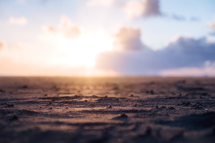 sand, stranden, kysten, Horizon, Blur, solnedgang, skyer