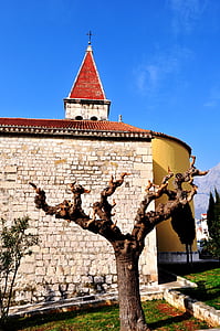 makarska, croatia, church, wall, christian, europe, dalmatia