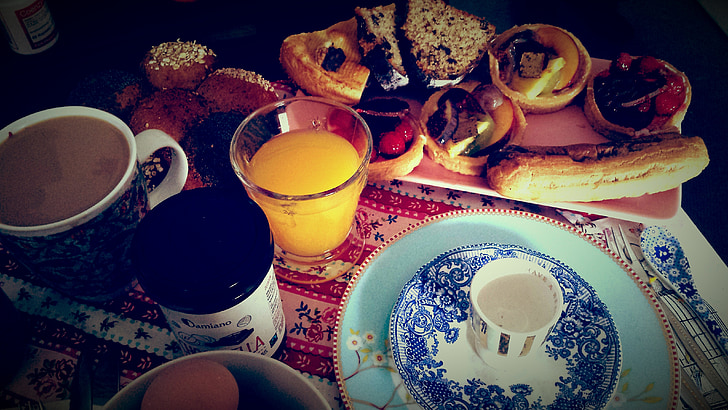 Ontbijt, koffie, taart, Beker, Café, geur, voedsel