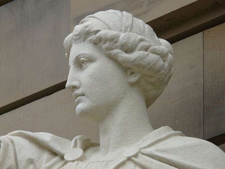 femme, statue de, Figure, gypse, blanc, animal, visage
