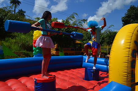 children playing, clown, fun