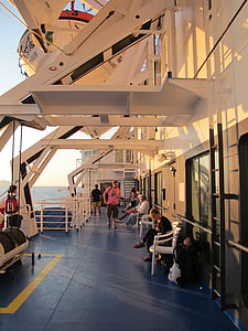ferry, deck, ship, sea, water, transport, shipping