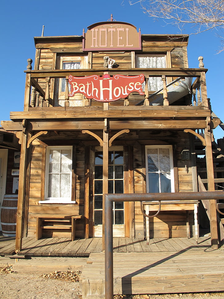 bath house, western town, ghost town, wild west, old, wood, cowboys