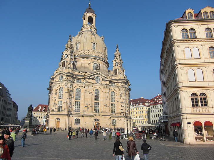 Frauenkirche, Drezda, templom, építészet, épület, kupola, Steeple