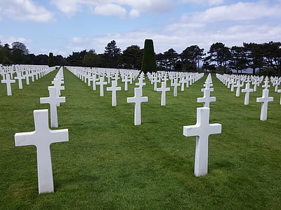 kyrkogården, Normandie, amerikaner, militära kyrkogård, Frankrike, sorg, grav