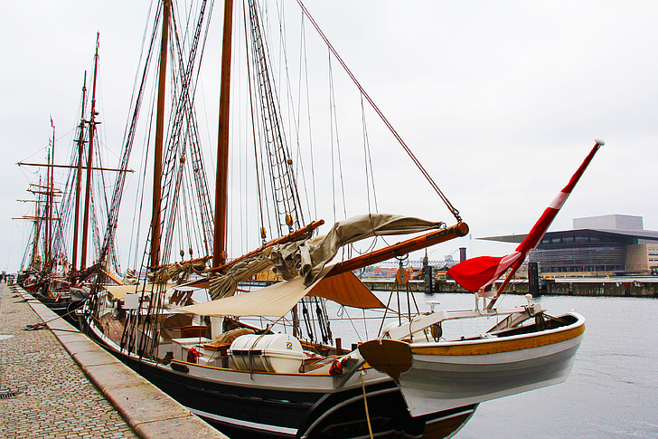 Antique, Canal, plachtenie, loďou, Voľný čas, Harbour, Kodaň