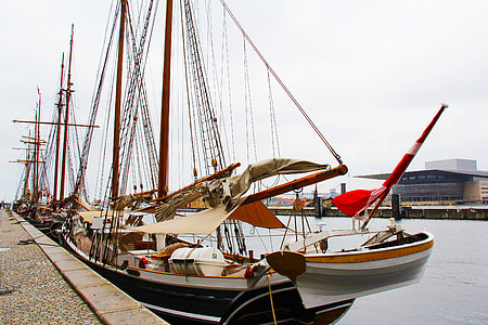 antik, csatorna, vitorlás, csónak, szabadidő, kikötő, Koppenhága