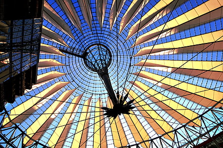 arkitektur, taket, takkonstruksjonen, bygge, Berlin, blå, abstrakt