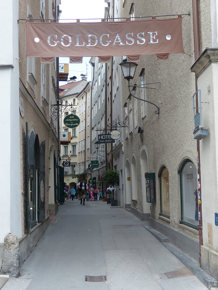 Golden lane, Callejón de, ENG, Salzburg, casco antiguo, carretera, Lane