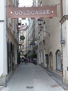 Golden lane, Alley, eng, Salzburg, gamlebyen, veien, kjørefelt