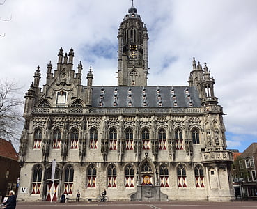 Nizozemska, Walcheren, Zeeland, Middelburg, zgodovinske mestne hiše