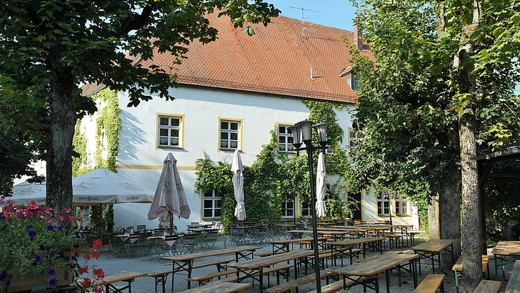 õlleaed, Bavaria, : Scheyern, kloostri, Abbey õlut, Cozy, õlu
