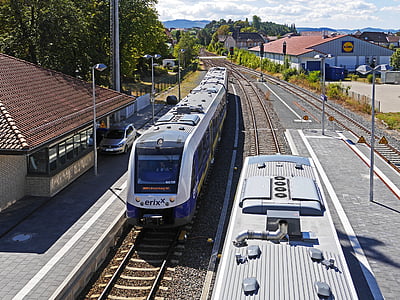zugbegegnung, estación de tren, Vienenburg, subir pista, transferencia, tráfico de carril, reunión de tren
