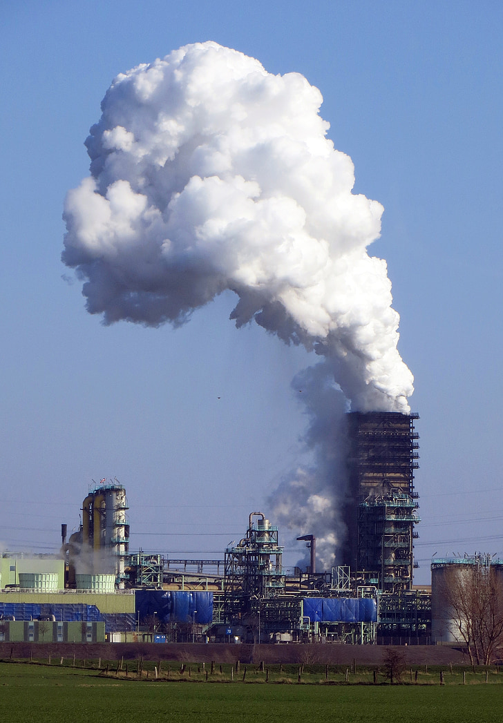 industry, smoke, cooling tower, power plant, environmental protection, current, energy