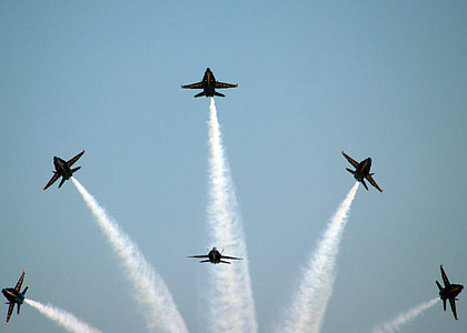 самолеты, рейс, Демонстрация эскадрильи, Голубые ангелы, военно-морской флот, США, производительность