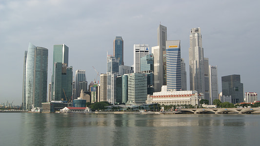 Singapour, Skyline, tôt le matin, architecture, l’Asie, Baie, urbain