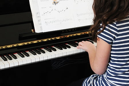 fortepian, Muzyka, Dziewczyna, młody, muzyczne, muzyk, instrumentu