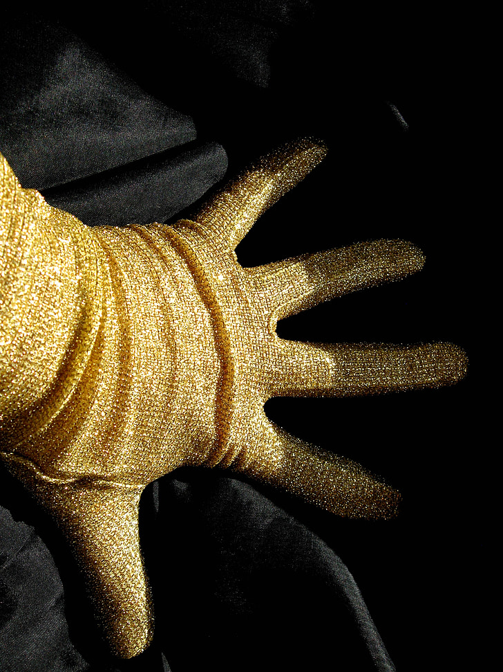 пальцы, Перчатки, золото, тень