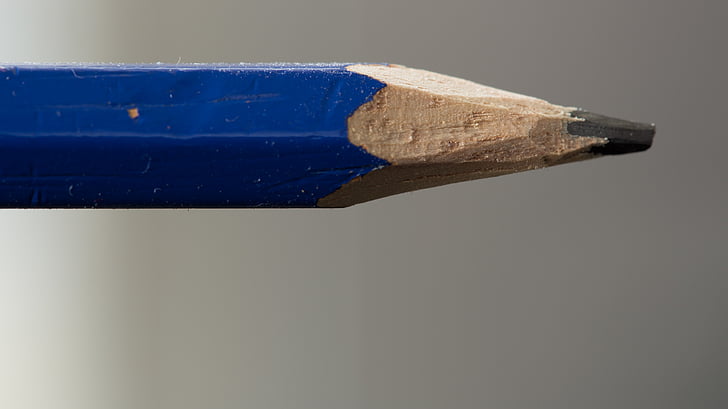 modrá, nôž naostrený, ceruzka, kancelárske potreby