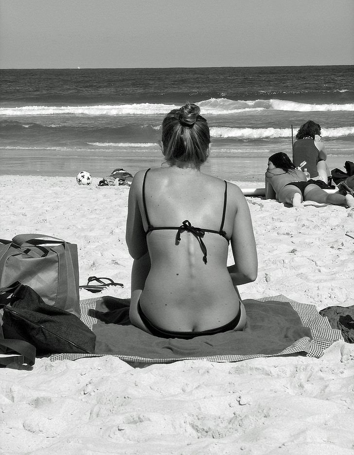 bikini, Beach, havet, ung kvinde, svømme, Sexet, solbadning