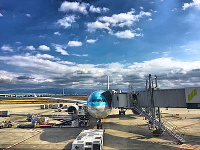 plakne, lidosta, Korean air, mākonis, Transports, ceļojumi, lidostas skrejceļa