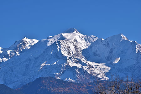 勃朗峰, 阿尔卑斯山, 山, 景观雪, 全景, 首脑会议, 冰川
