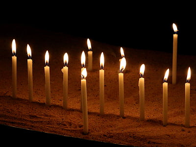 candles, church, lights, christmas, night, advent, atmosphere