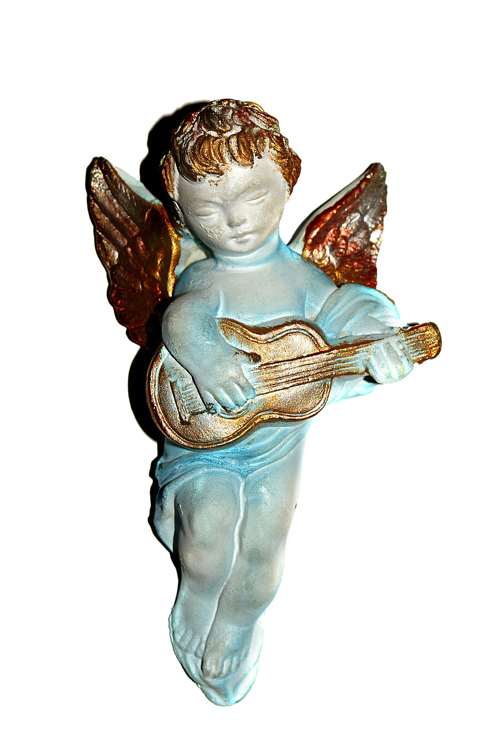 a figura, arany, gitár, angyal